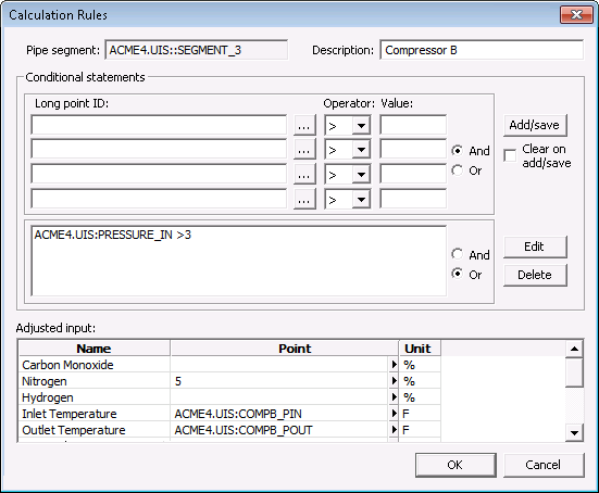 Calculation Rules screen Calculation Rules screen
